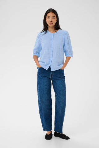 Part Two Half Sleeve Linen Blouse Blue Azra