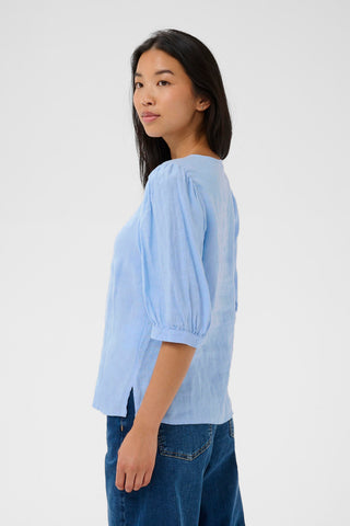 Part Two Half Sleeve Linen Blouse Blue Azra