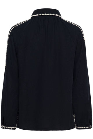 Part Two Contrast Trim Blouse Navy Blue Aimy