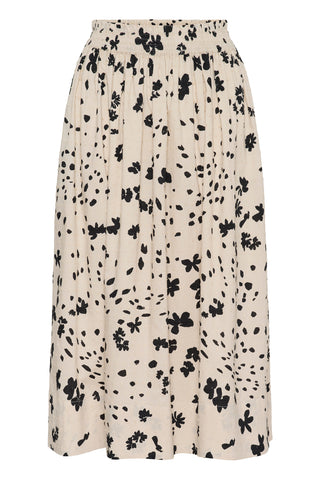 Part Two Dot Floral Pattern Skirt Black Amaia