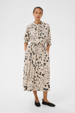 Part Two Dot Floral Pattern Skirt Black Amaia