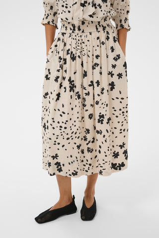 Part Two Dot Floral Pattern Skirt Black Amaia