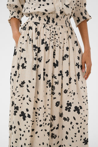 Part Two Dot Floral Pattern Skirt Black Amaia