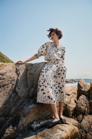 Part Two Dot Floral Pattern Skirt Black Amaia