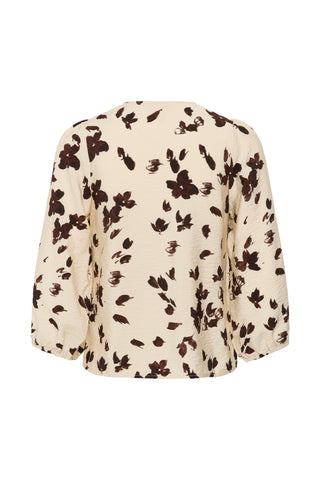 Part Two Feather Flower Print Blouse Beige Brown Channie