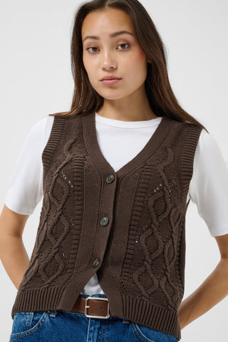 Part Two Knitted Waistcoat Brown Christin