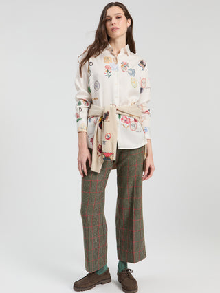 Vilagallo Love Print Blouse Ivory Mariela