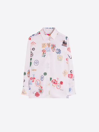 Vilagallo Love Print Blouse Ivory Mariela