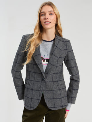 Vilagallo Check Pattern Jacket Grey Helen