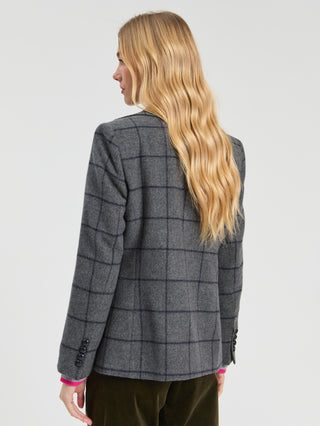 Vilagallo Check Pattern Jacket Grey Helen