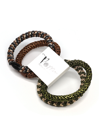 POM Mixed Pack of Hairbands Green Bronze