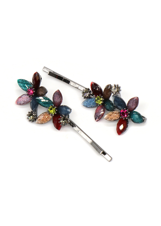 POM Floral Hair Slide Set Pink Multicoloured