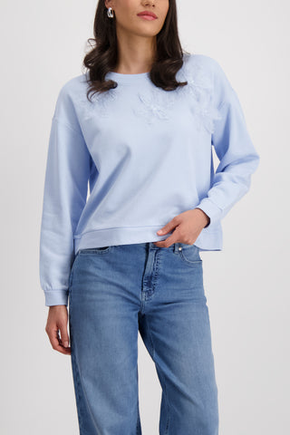 Monari 3D Flowers Sweatshirt Light Blue