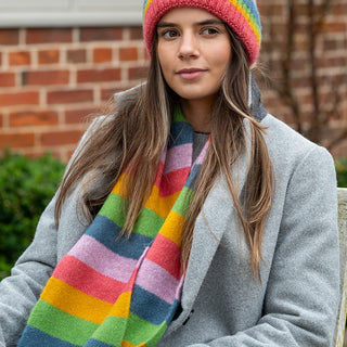 POM Rainbow Block Stripe Scarf Lilac Blue