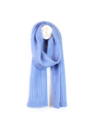 POM Herringbone Cable Knit Scarf Ice Blue