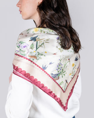 Fable England Running Bunny Toile Square Scarf Ivory