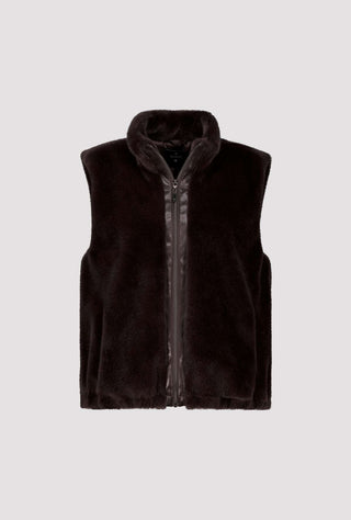 Monari Faux Fur Zipped Gilet Dark Brown