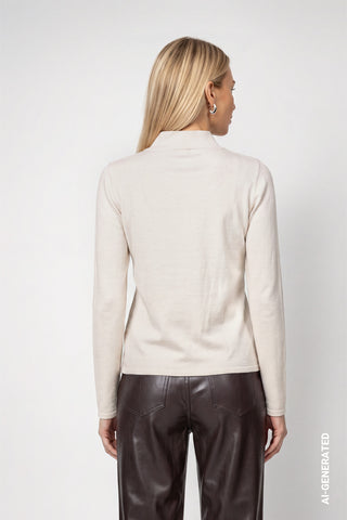 Monari Buttoned Mock Neck Jumper Ivory