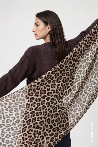 Monari Leopard Print Rectangular Scarf Brown