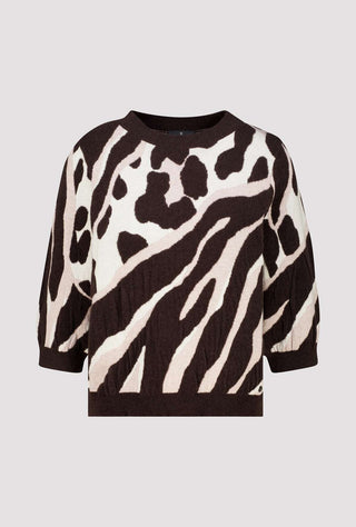 Monari Tiger and Leopard Print Jumper Brown Beige