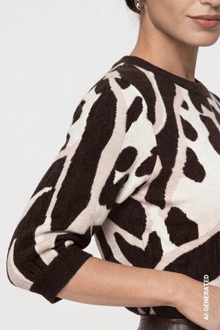 Monari Tiger and Leopard Print Jumper Brown Beige
