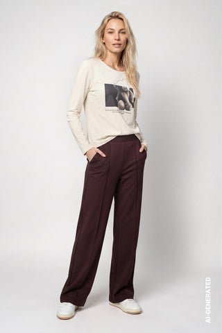 Monari Wide Leg Trousers Dark Brown Bella