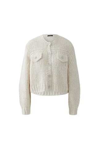 Oui Pocket Flap Cardigan Beige Melange
