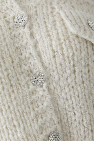 Oui Pocket Flap Cardigan Beige Melange