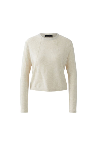 Oui Round Neck Jumper Ivory Melange