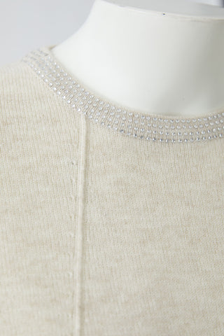 Oui Round Neck Jumper Ivory Melange