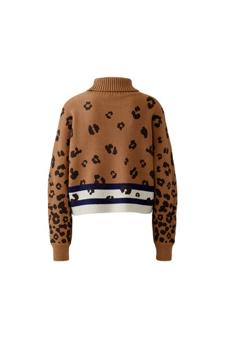 Oui Leopard Print Jumper Brown Navy
