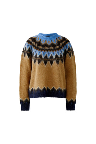Oui Patterned Yolk Jumper Brown Blue