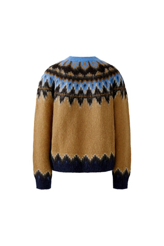 Oui Patterned Yolk Jumper Brown Blue