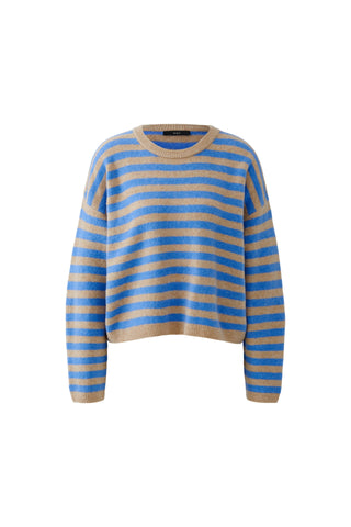 Oui Striped Jumper Blue Brown