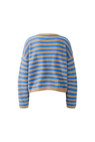 Oui Striped Jumper Blue Brown