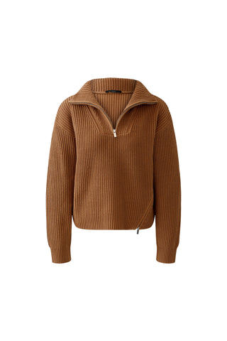 Oui Troyer Neck Jumper Brown