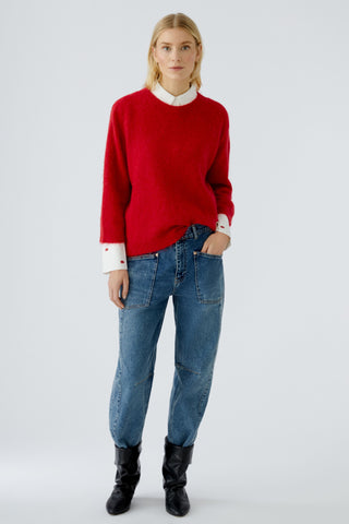 Oui Round Neck Jumper Red