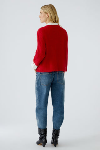 Oui Round Neck Jumper Red