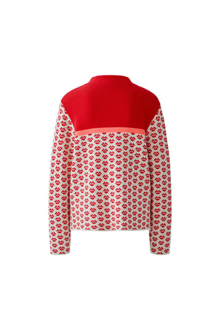 Oui Patterned Mock Neck Jumper Red