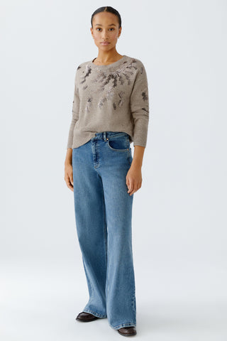 Oui Sequin Embellished Jumper Beige