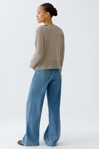 Oui Sequin Embellished Jumper Beige