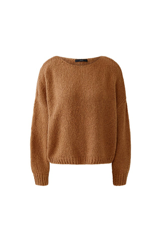Oui Round Neck Jumper Brown