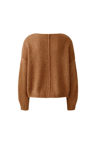 Oui Round Neck Jumper Brown