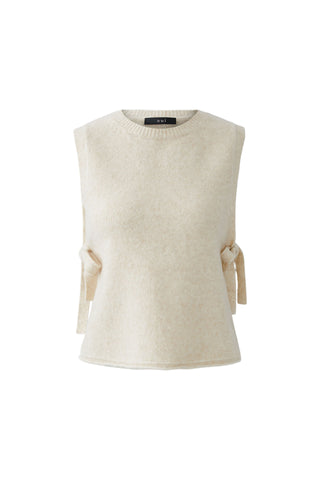 Oui Sleeveless Jumper with Tie Sides Ivory