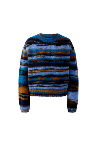 Oui Patterned Jumper Blue Brown