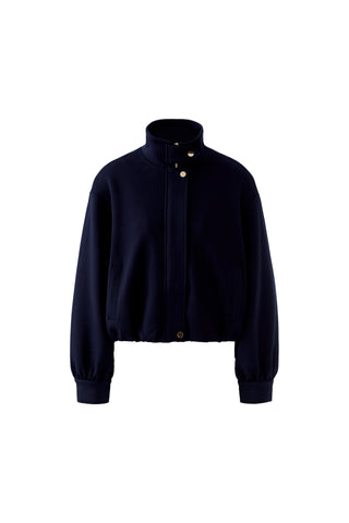 Oui Jersey Bomber Jacket Navy Blue