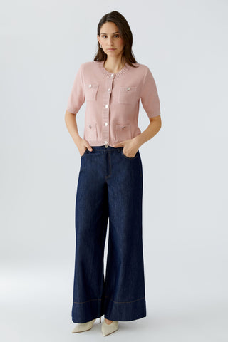 Oui Short Sleeve Cardigan Pink