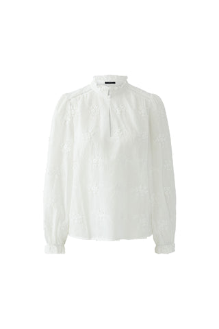 Oui Floral Embroidery Blouse White