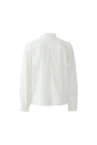 Oui Floral Embroidery Blouse White