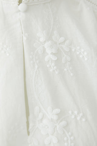 Oui Floral Embroidery Blouse White